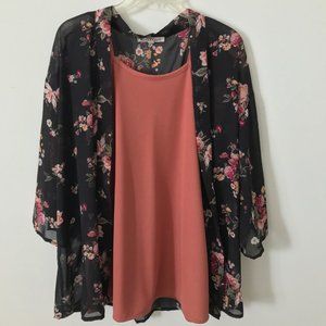 Wallflower Floral Kimono and Tank Set XL